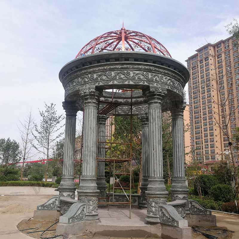 歐式景觀涼亭，小區(qū)花園休息亭子，石雕景觀亭子，綠色景觀涼亭1.jpg